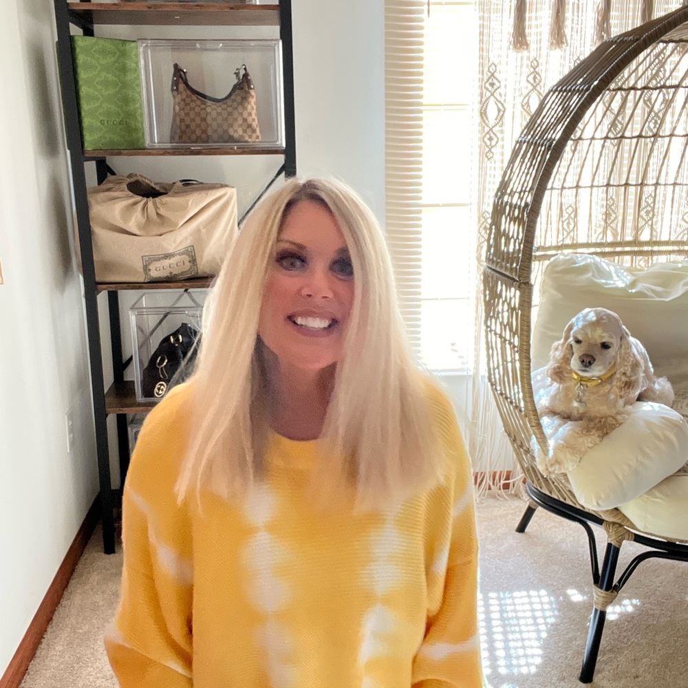 Old Navy Yellow Tie-Dye Crew Neck Sweater